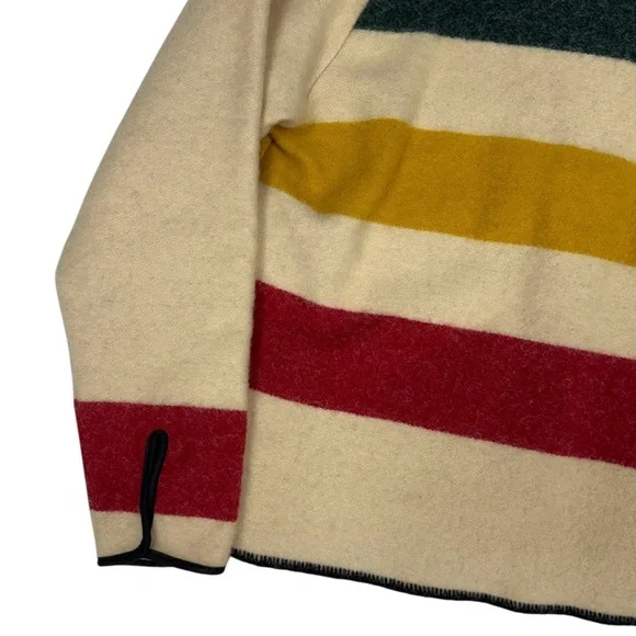 Vintage Woolrich Hudson Bay Sweater Womens Medium Beige Stripe Snap 70s 80s USA - Picture 5 of 8